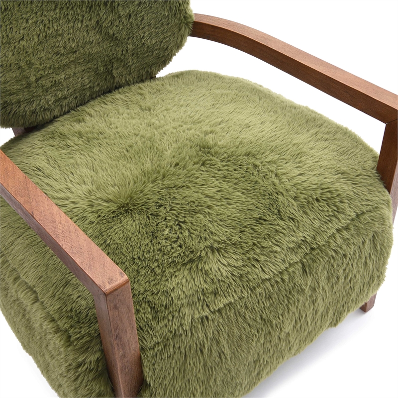 Furniture of America Ramos Faux Fur Fabric Short- Haired Accent Chair in Green