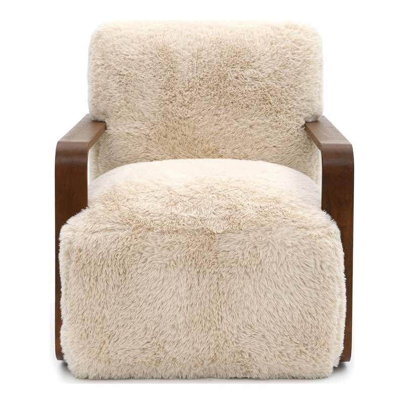 Furniture of America Ramos Faux Fur Fabric Short- Haired Accent Chair in Beige