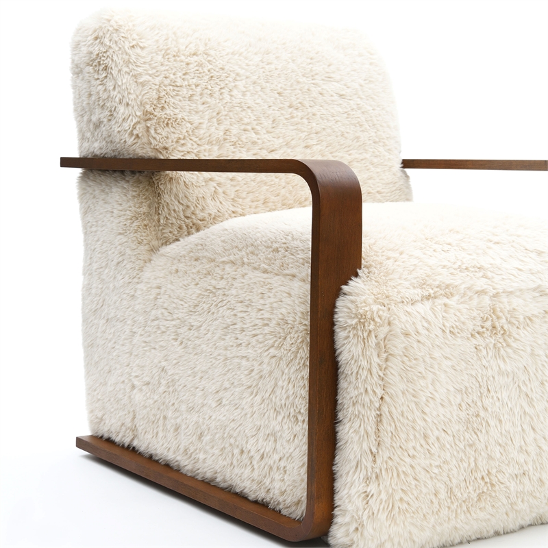 Furniture of America Ramos Faux Fur Fabric Short- Haired Accent Chair in Beige