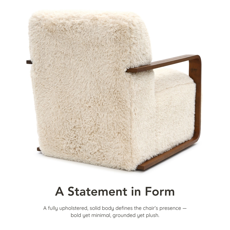 Furniture of America Ramos Faux Fur Fabric Short- Haired Accent Chair in Beige