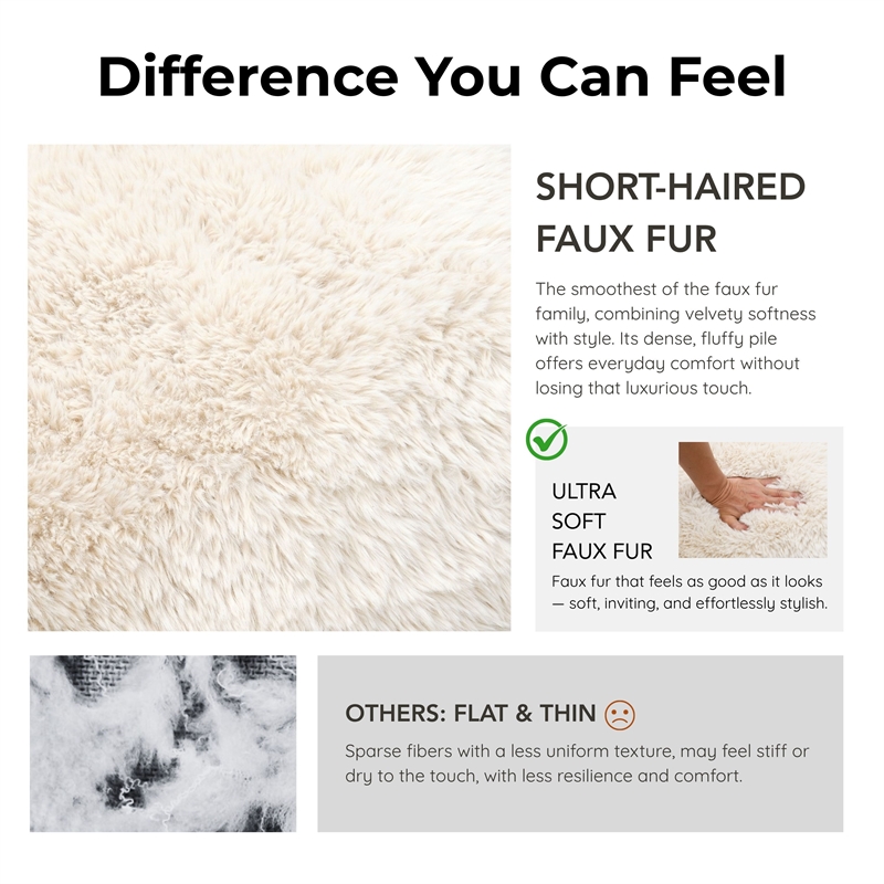 Furniture of America Ramos Faux Fur Fabric Short- Haired Accent Chair in Beige