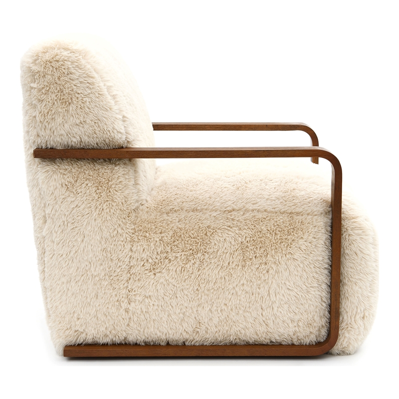Furniture of America Ramos Faux Fur Fabric Short- Haired Accent Chair in Beige