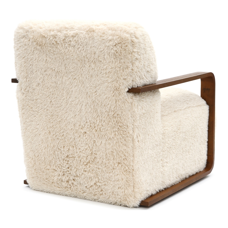Furniture of America Ramos Faux Fur Fabric Short- Haired Accent Chair in Beige
