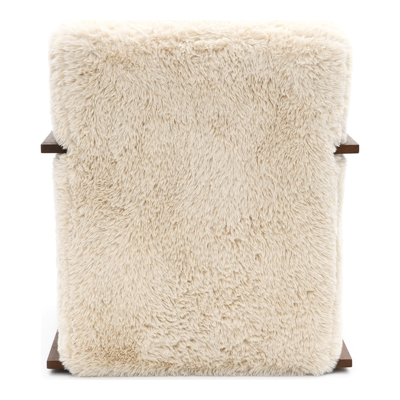 Furniture of America Ramos Faux Fur Fabric Short- Haired Accent Chair in Beige