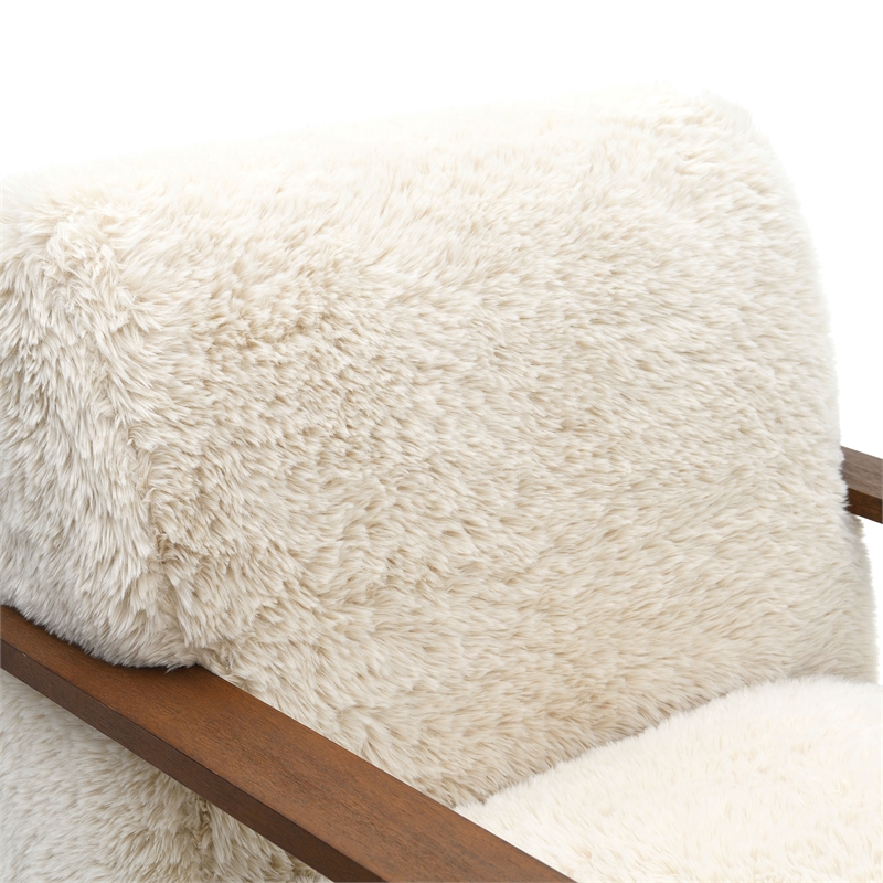 Furniture of America Ramos Faux Fur Fabric Short- Haired Accent Chair in Beige