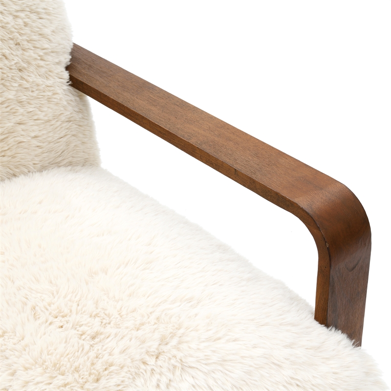 Furniture of America Ramos Faux Fur Fabric Short- Haired Accent Chair in Beige