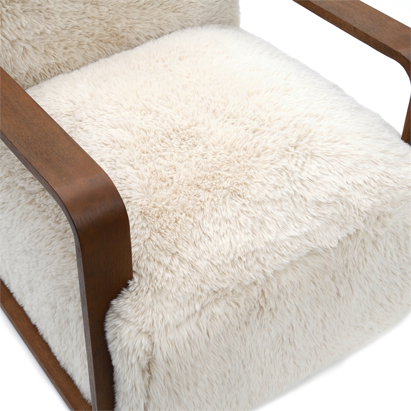 Furniture of America Ramos Faux Fur Fabric Short- Haired Accent Chair in Beige