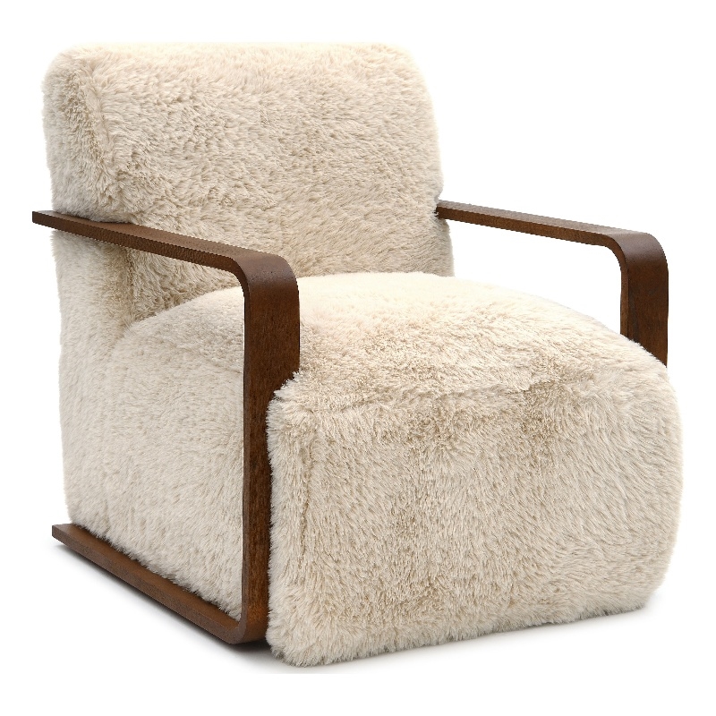 Furniture of America Ramos Faux Fur Fabric Short- Haired Accent Chair in Beige