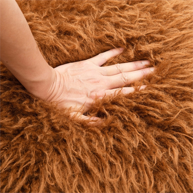 Furniture of America Ramos Faux Fur Fabric Long-Haired Accent Chair in Brown