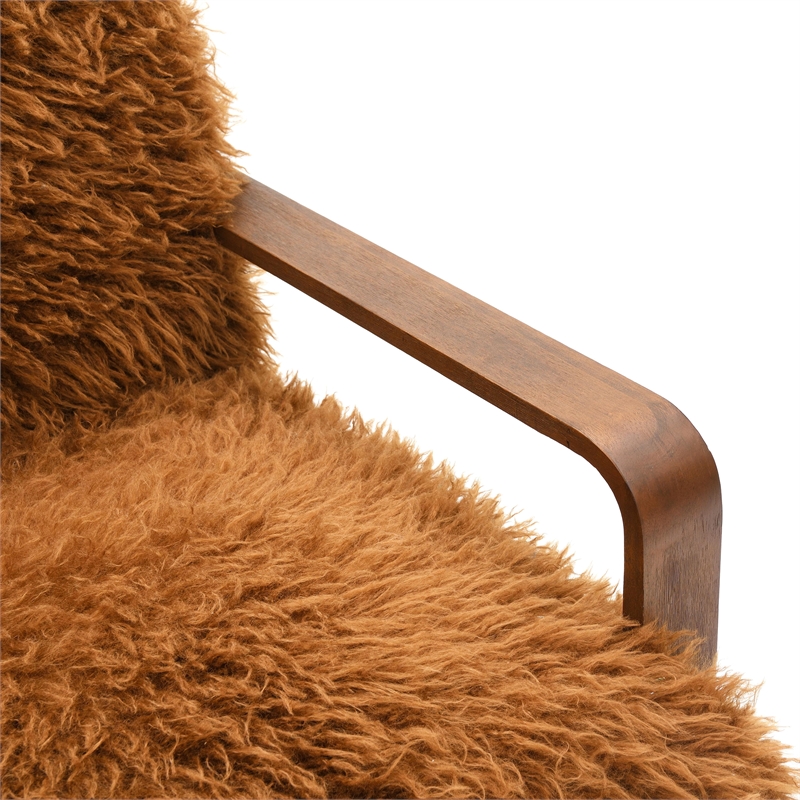 Furniture of America Ramos Faux Fur Fabric Long-Haired Accent Chair in Brown
