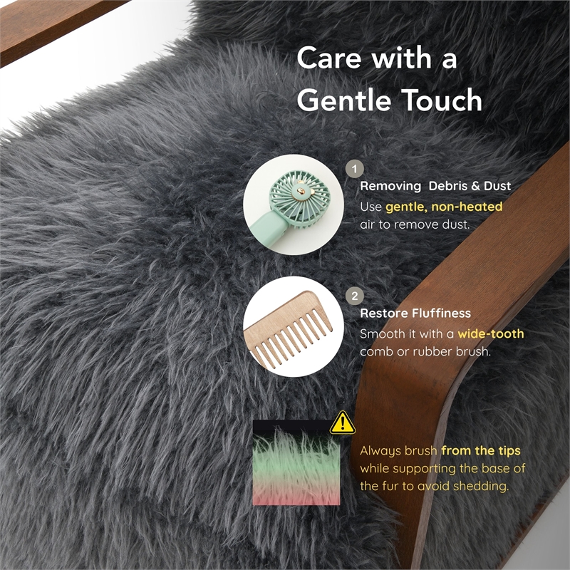 Furniture of America Ramos Faux Fur Fabric Long-Haired Accent Chair in Gray