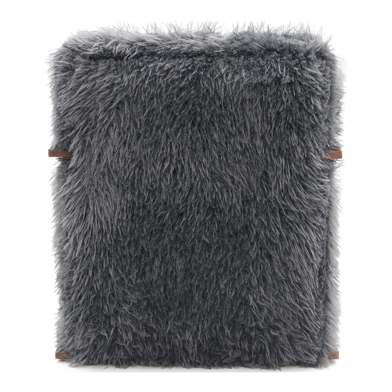 Furniture of America Ramos Faux Fur Fabric Long-Haired Accent Chair in Gray