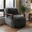 Furniture of America Ramos Faux Fur Fabric Long-Haired Accent Chair in Gray