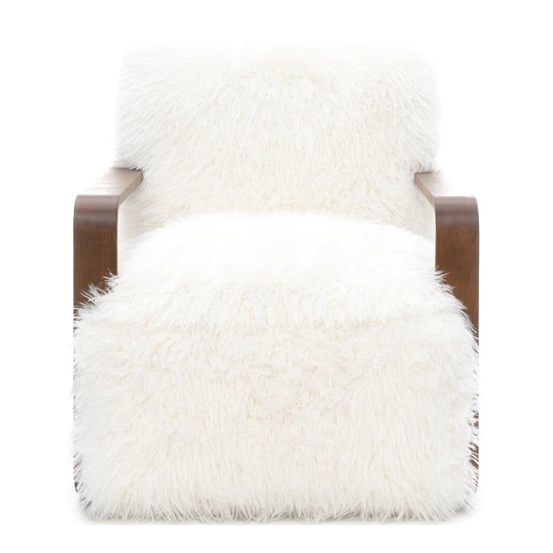 Furniture of America Ramos Faux Fur Fabric Long-Haired Accent Chair in White