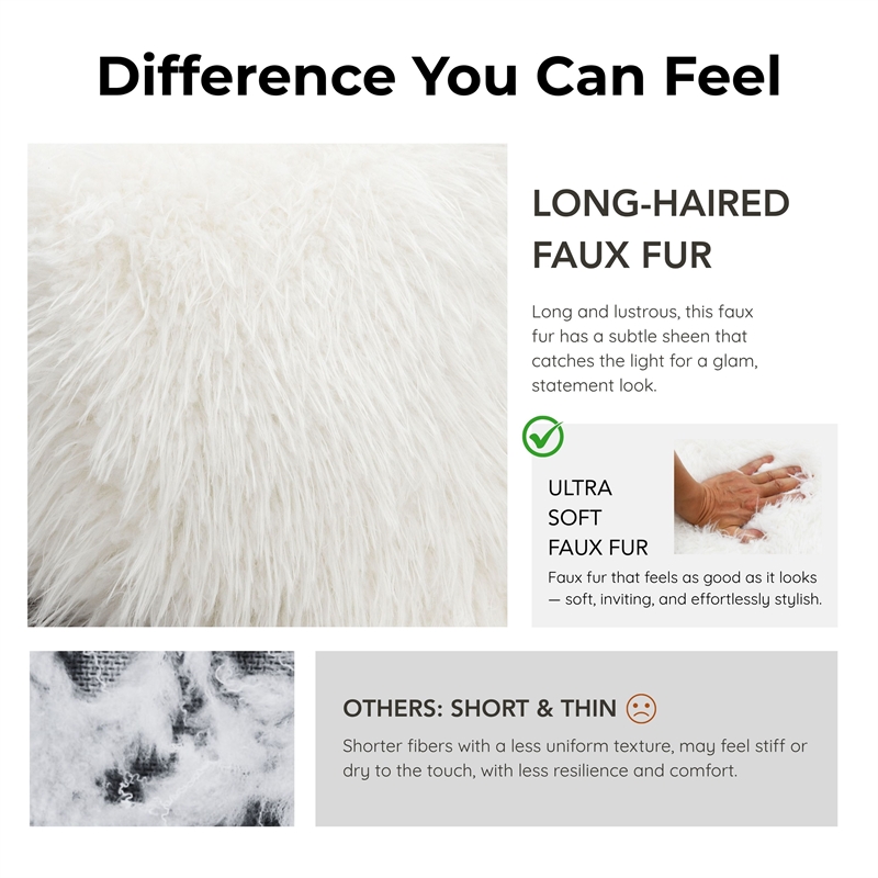 Furniture of America Ramos Faux Fur Fabric Long-Haired Accent Chair in White