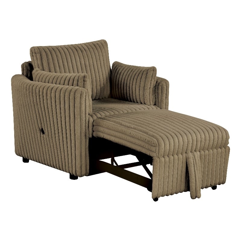 Furniture of America Aneira USBs Fabric Modular Brown Pull-Out Chair