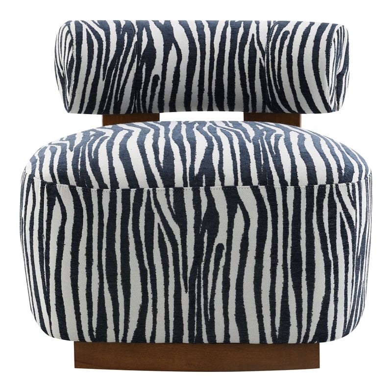 Furniture of America Sebras Chenille Zebra-Stripe Accent Chair in Blue