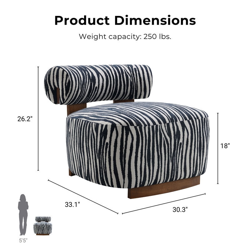 Furniture of America Sebras Chenille Zebra-Stripe Accent Chair in Blue