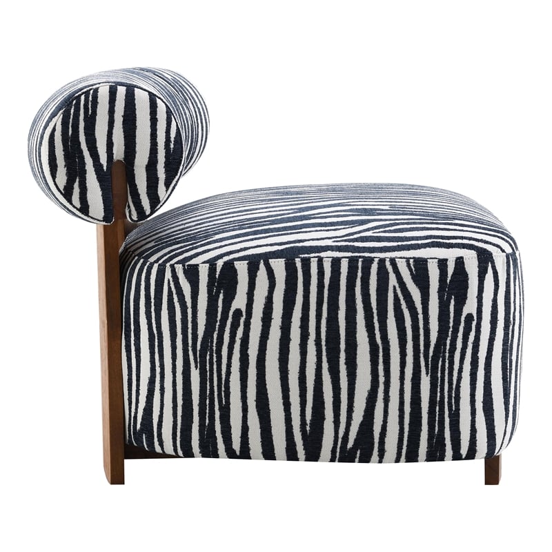 Furniture of America Sebras Chenille Zebra-Stripe Accent Chair in Blue