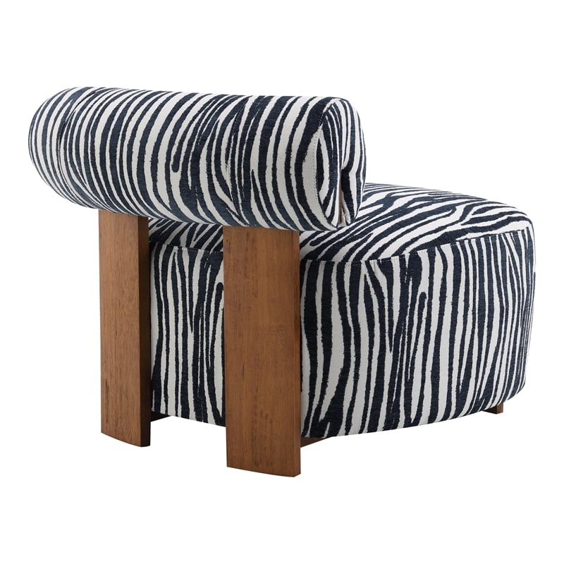 Furniture of America Sebras Chenille Zebra-Stripe Accent Chair in Blue