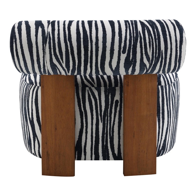 Furniture of America Sebras Chenille Zebra-Stripe Accent Chair in Blue