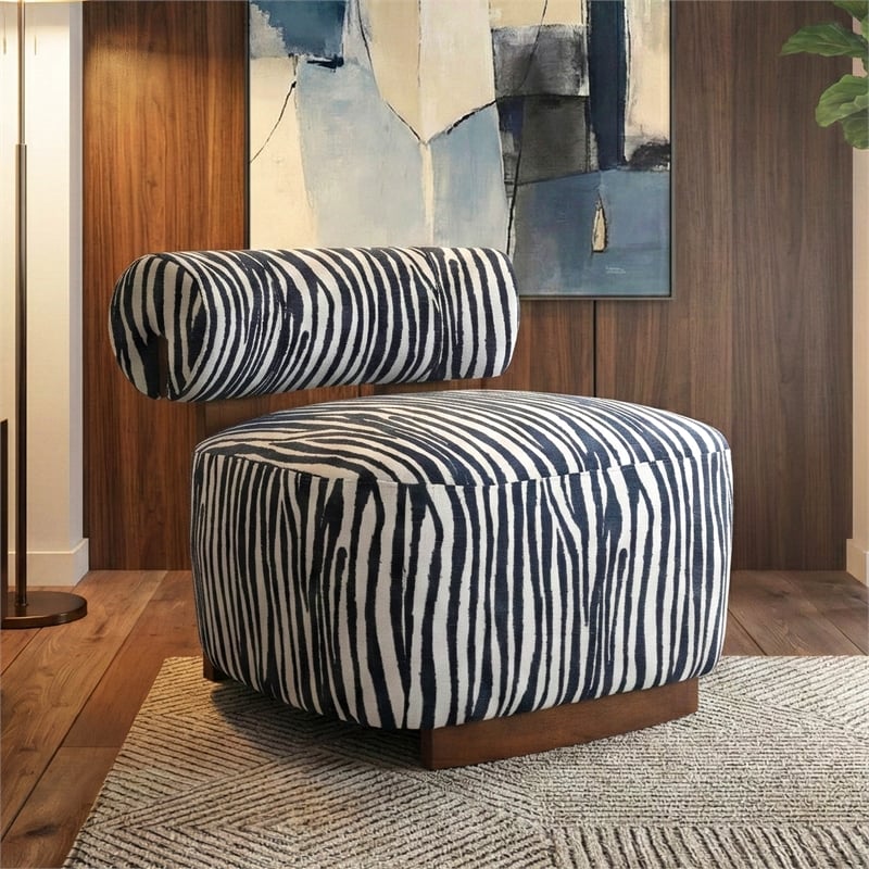 Furniture of America Sebras Chenille Zebra-Stripe Accent Chair in Blue