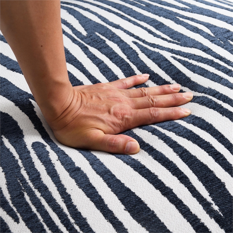 Furniture of America Sebras Chenille Zebra-Stripe Accent Chair in Blue