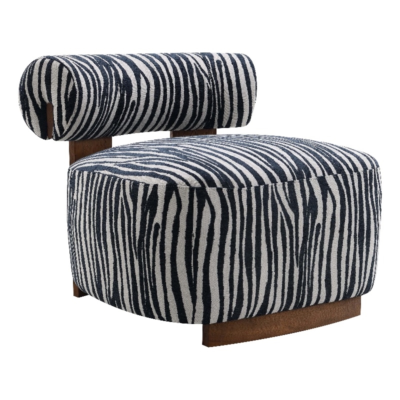Furniture of America Sebras Chenille Zebra-Stripe Accent Chair in Blue