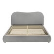 Furniture of America Lunaria Velvet 1-Drawer Queen Platform Bed in Light Gray