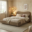 Furniture of America Lunaria Velvet 1-Drawer Queen Platform Bed in Brown