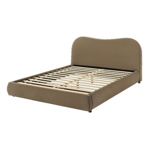 Furniture of America Lunaria Velvet 1-Drawer Queen Platform Bed in Brown