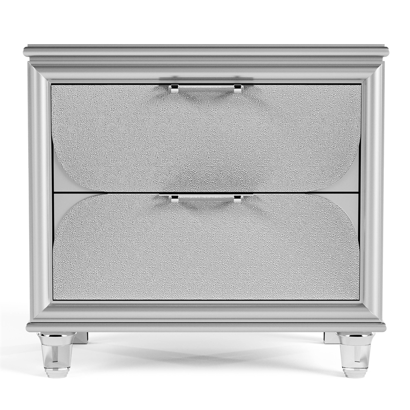 Furniture of America Deagree Solid Wood Dovetail 2-Drawer Nightstand in Silver