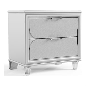Furniture of America Deagree Solid Wood Dovetail 2-Drawer Nightstand in Silver