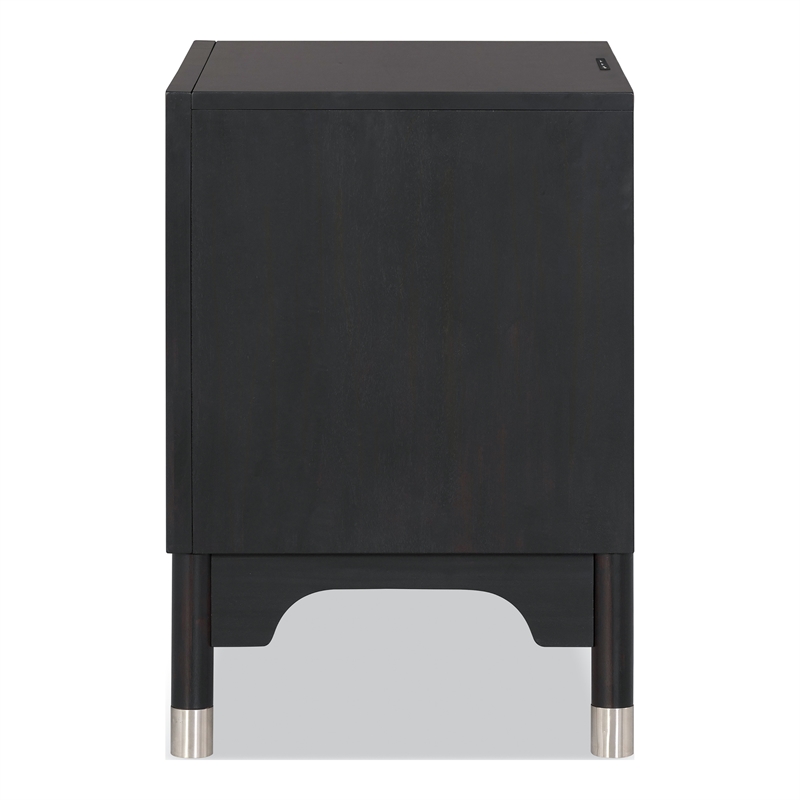 Furniture of America Forma Solid Wood 1-Drawer Nightstand with USBs in Black