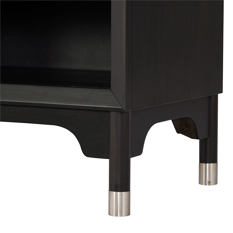 Furniture of America Forma Solid Wood 1-Drawer Nightstand with USBs in Black