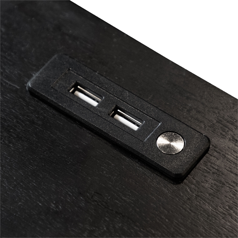 Furniture of America Forma Solid Wood 1-Drawer Nightstand with USBs in Black