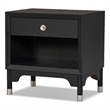 Furniture of America Forma Solid Wood 1-Drawer Nightstand with USBs in Black
