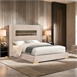 Furniture of America Calliope Wood 3D Fireplace Bluetooth USB King Bed in Beige