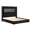 Furniture of America Calliope Wood 3D Fireplace Bluetooth USB King Bed in Black