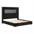 Furniture of America Calliope Wood 3D Fireplace Bluetooth USB King Bed in Black