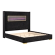 Furniture of America Calliope Wood 3D Fireplace Bluetooth USB King Bed in Black