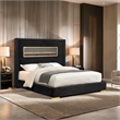 Furniture of America Calliope Wood 3D Fireplace Bluetooth USB King Bed in Black