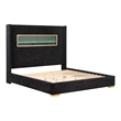 Furniture of America Calliope Wood 3D Fireplace Bluetooth USB King Bed in Black