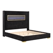 Furniture of America Calliope Wood 3D Fireplace Bluetooth USB King Bed in Black