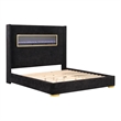 Furniture of America Calliope Wood 3D Fireplace Bluetooth USB King Bed in Black