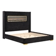Furniture of America Calliope Wood 3D Fireplace Bluetooth USB King Bed in Black