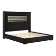 Furniture of America Calliope Wood 3D Fireplace Bluetooth USB Queen Bed in Black