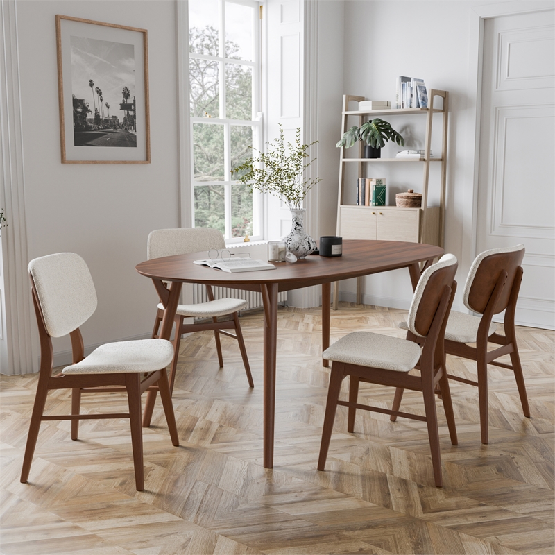Furniture of America Vivendel Solid Wood 5-Piece Dining Table Set in Walnut