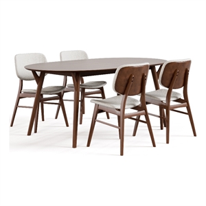 Furniture of America Vivendel Solid Wood 5-Piece Dining Table Set in Walnut