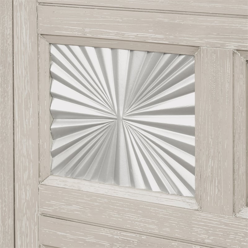 Furniture of America Celestia Solid Wood Sunburst Pattern Server in Light Gray